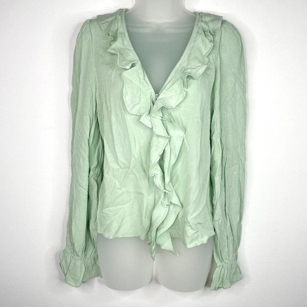 NWT H&M Divided Seafoam Green Peasant Blouse